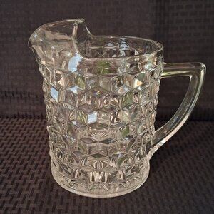 Vintage Fostoria Crystal American 8 1/4" 1/2 Gallon Flat Bottom Ice-Lip Pitcher